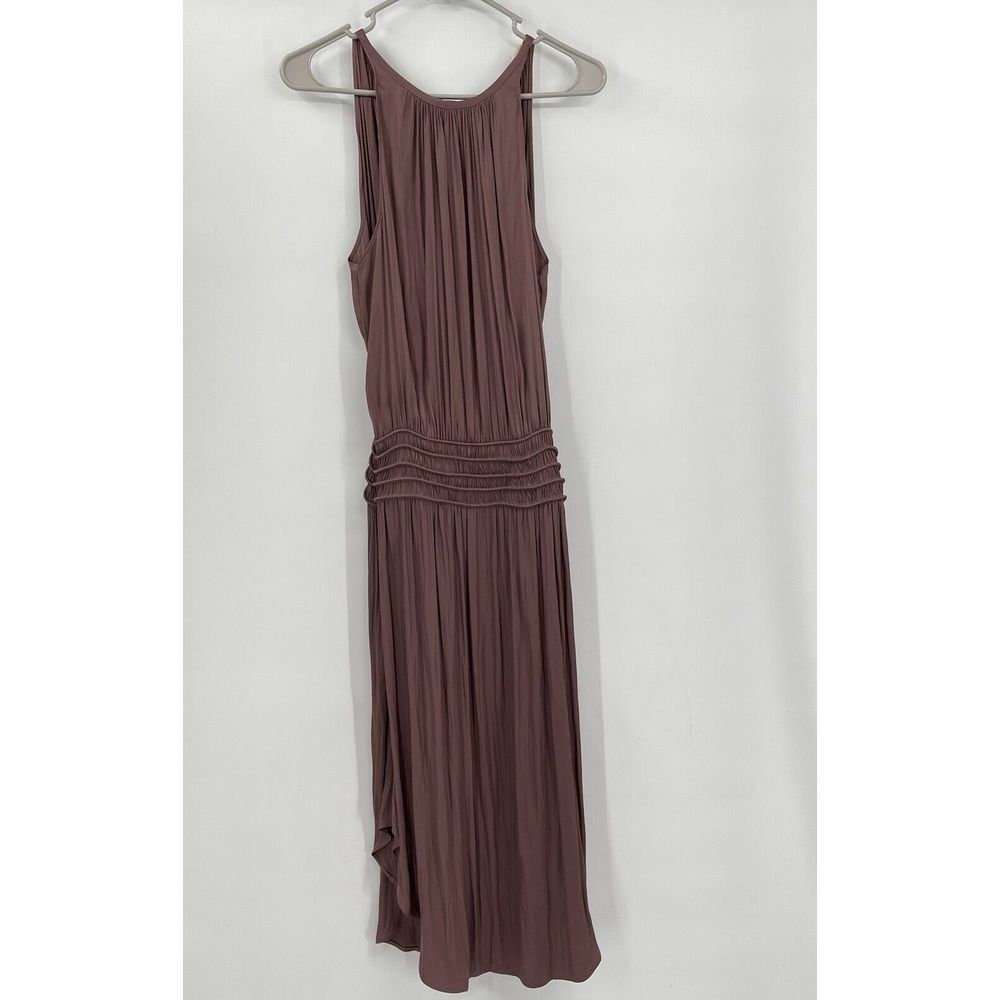 By Together Small Midi Dress‎ Women Mauve Pleated Smocked Drop Waist Tulip L8232